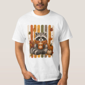 Cute Autumn Racoon Coffee Lover Shirt | Cosy Fall