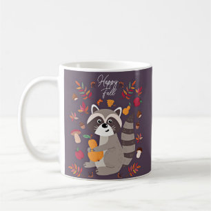 Cute autumn racoon with custom text coffee mug