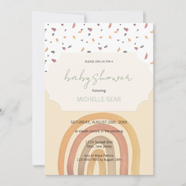 Cute Autumn Rainbow Pastel Colours Pattern Invitation (Front)