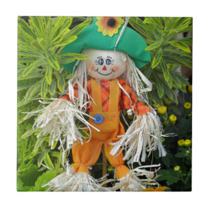 Cute autumn scarecrow decoration tile