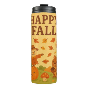 Cute autumn scene with pumpkin and squirrel thermal tumbler