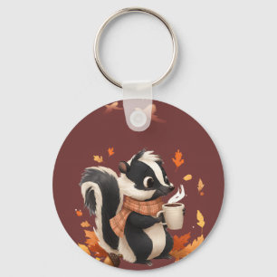 Cute Autumn Skunk Keychain - Cosy Fall Woodland An