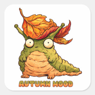 Cute Autumn Slug Autumn Mood Hoodie  Square Sticker