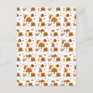 Cute Autumn Squirrel and Trees Postcard