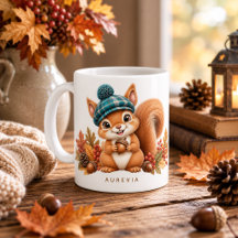 Cute Autumn Squirrel with Plaid Hat – Woodland Fal