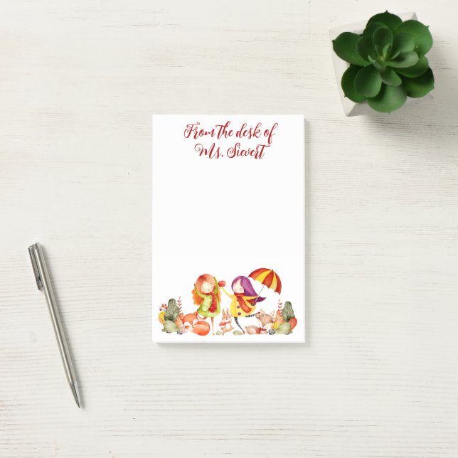 Cute Autumn Time Fun Playmates Post-it Notes (Office)