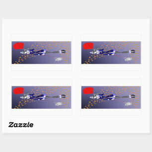 Cute Autumn Winter Scene Dog & Lady Rectangular Sticker