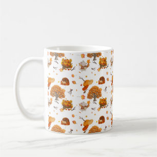 Cute Autumn Woodland Animals Pattern Coffee Mug