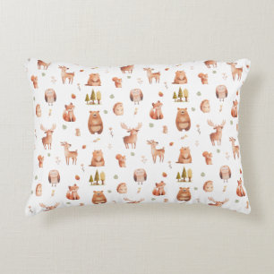 Cute Autumn Woodland Forest Animal Nursery Decorative Cushion