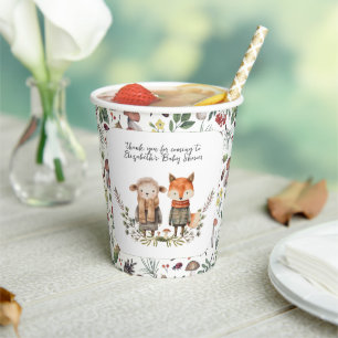 Cute Autumn   Woodland Forest Baby Shower Paper Cups