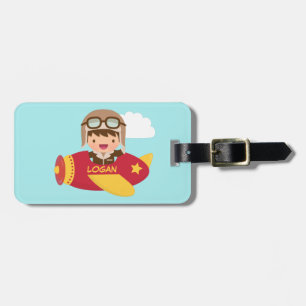 Cute Aviator Boy Aeroplane Adventure For Boys Luggage Tag