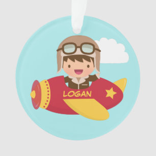 Cute Aviator Boy Aeroplane Kids Room Decor Ornament