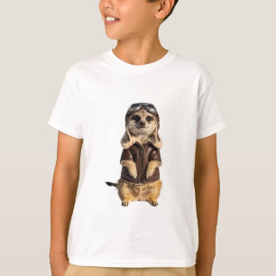 Cute Aviator Meerkat Pilot Kids T-Shirt