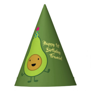 Cute Avocado 1st Birthday Party Hats