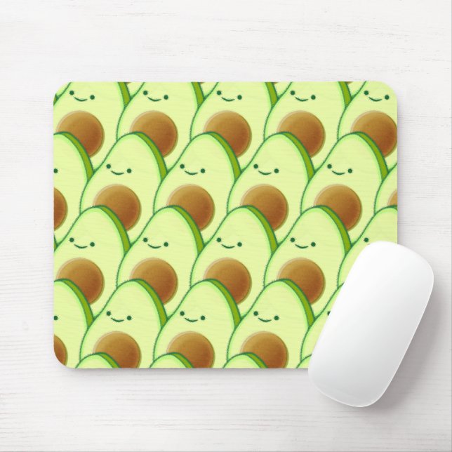 Cute Avocado All Over Drawing Mouse Mat (With Mouse)