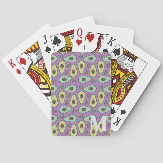 Cute Avocado and Cilantro Foodie Playing Cards (Back)