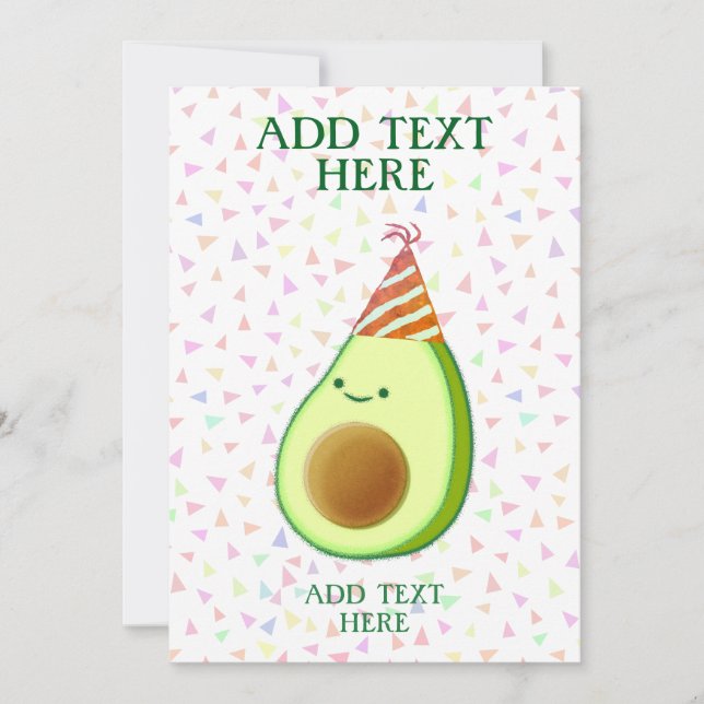 Cute Avocado Birthday Invitation (Front)