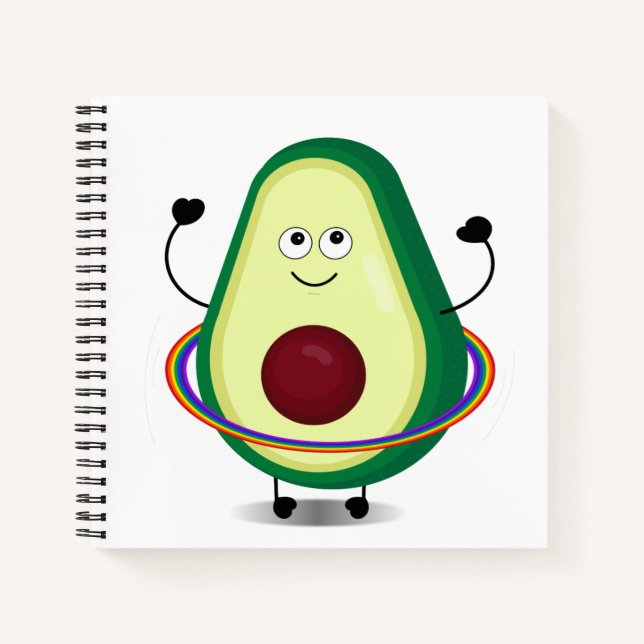 Cute Avocado Cartoon Hula Hoop Spiral Notebook (Front)