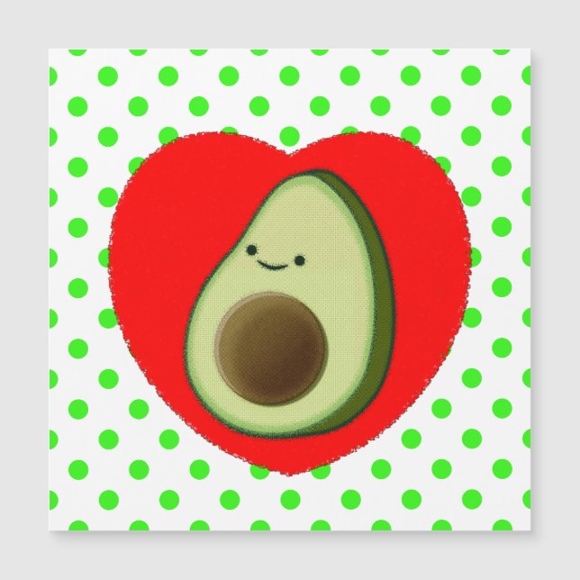 Cute Avocado Cartoon In Red Heart  (Front)
