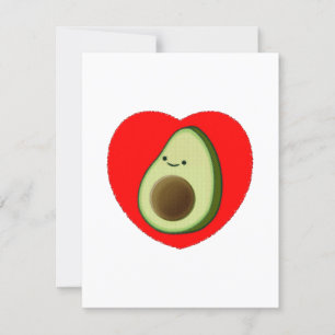 Cute Avocado Cartoon In Red Heart Postcard