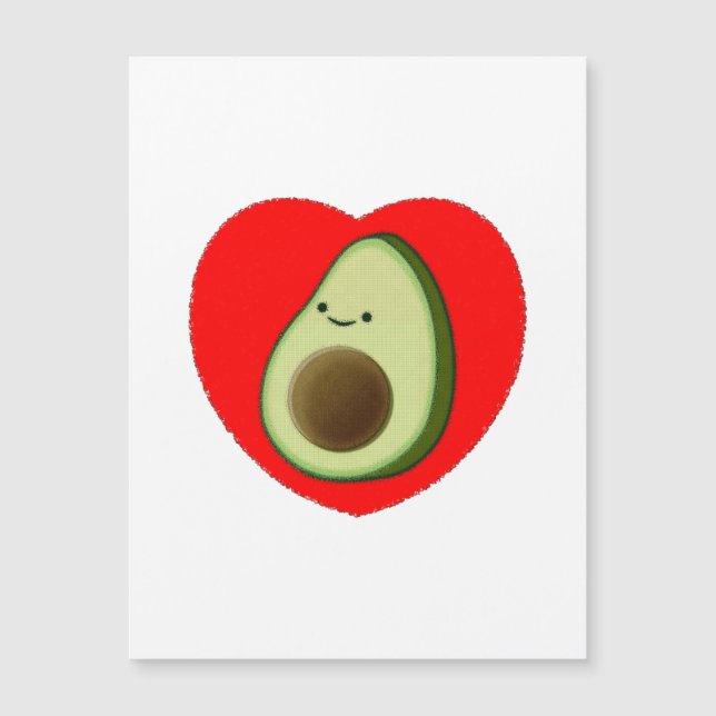 Cute Avocado Cartoon In Red Heart Postcard (Front)