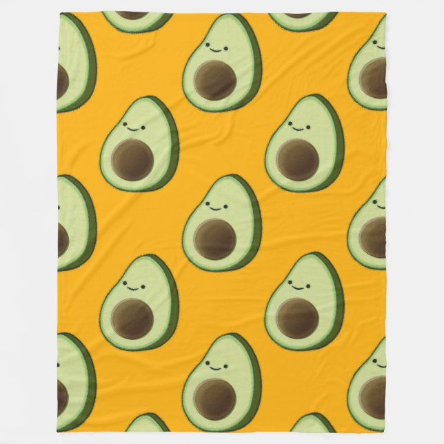 Cute Avocado Cartoon Pattern Sherpa Blanket (Front)