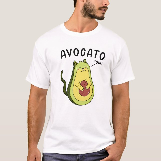 Cute Avocado Cat Funny Cartoon Kitten Pet Lovers T-Shirt (Front)