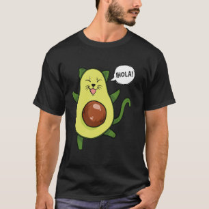 Cute Avocado Cat Saying Hola Fun Spanish Pun T-Shirt