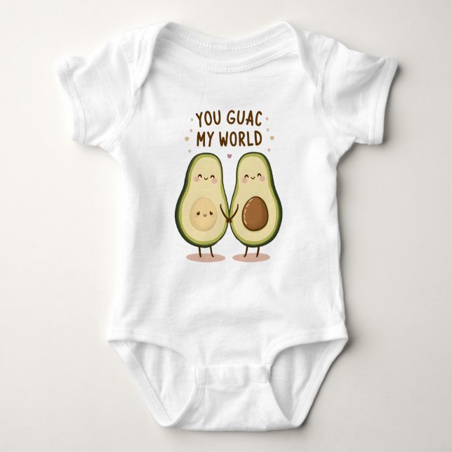 Cute Avocado Couple Baby Bodysuit (Front)