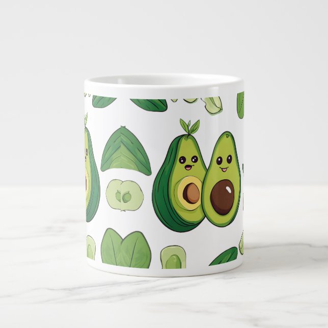 Cute Avocado Couple Phone Case | Funny Kawaii Frui Large Coffee Mug (Front)
