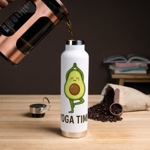 Cute Avocado Doing Yoga Sticker  Water Bottle
