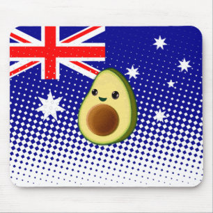 Cute Avocado Drawing Australian Flag Custom Mouse Mat