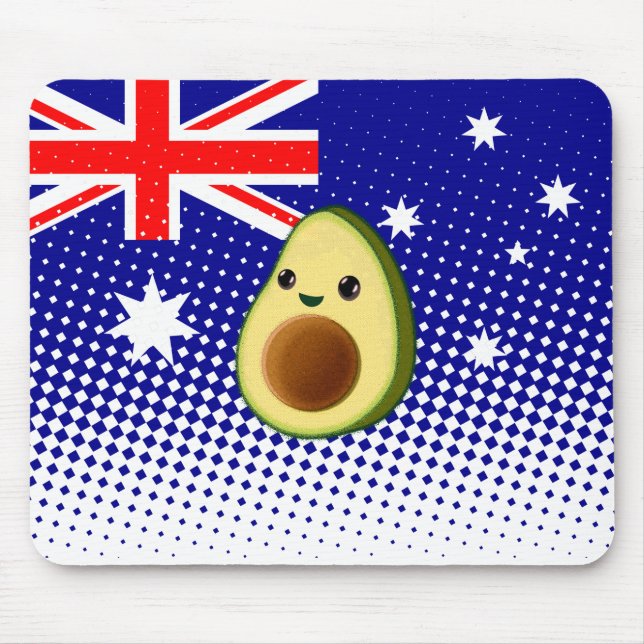 Cute Avocado Drawing Australian Flag Custom Mouse Mat (Front)