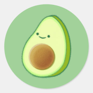 Cute Avocado Drawing Classic Round Sticker