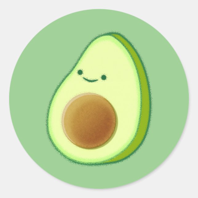 Cute Avocado Drawing Classic Round Sticker (Front)