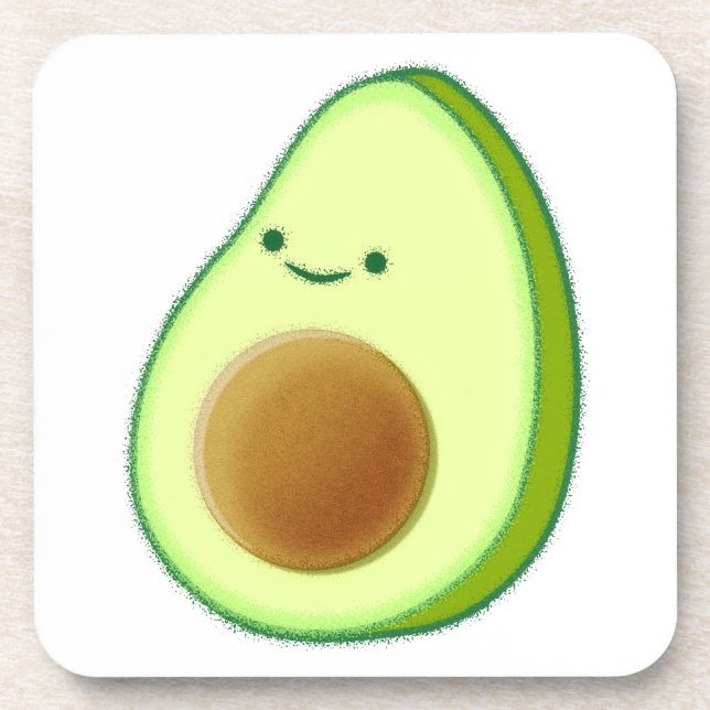 Cute Avocado Drawing Coaster (Front)