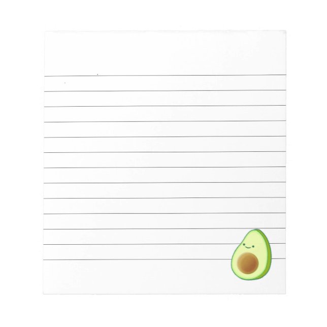 Cute Avocado Drawing Lined Notepad (Front)