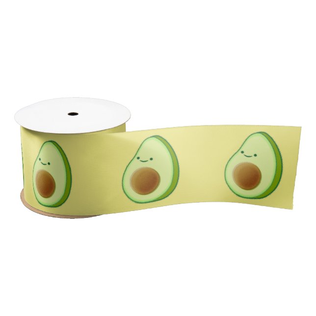 Cute Avocado Drawing Satin Ribbon (Spool)