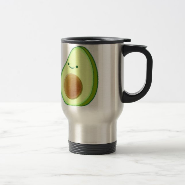Cute Avocado Drawing Travel Mug (Right)