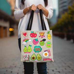 Cute Avocado Fun Fruit and Food Colourful Tote Bag