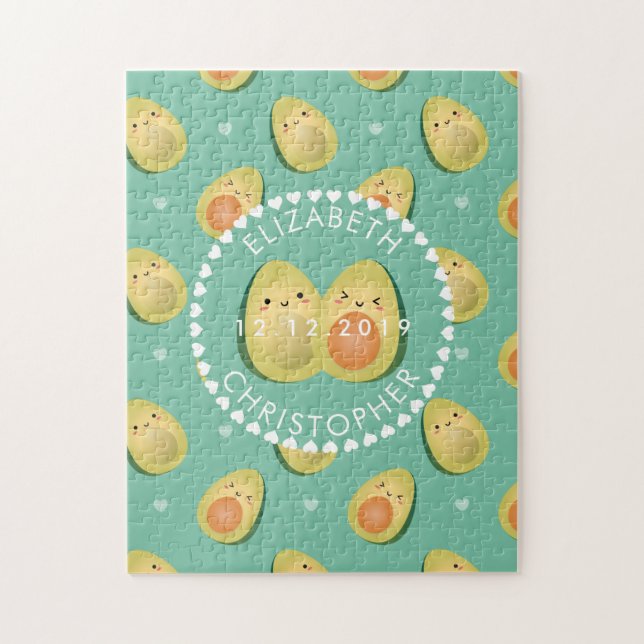 Cute Avocado Funny I love You Wedding Anniversary Jigsaw Puzzle (Vertical)