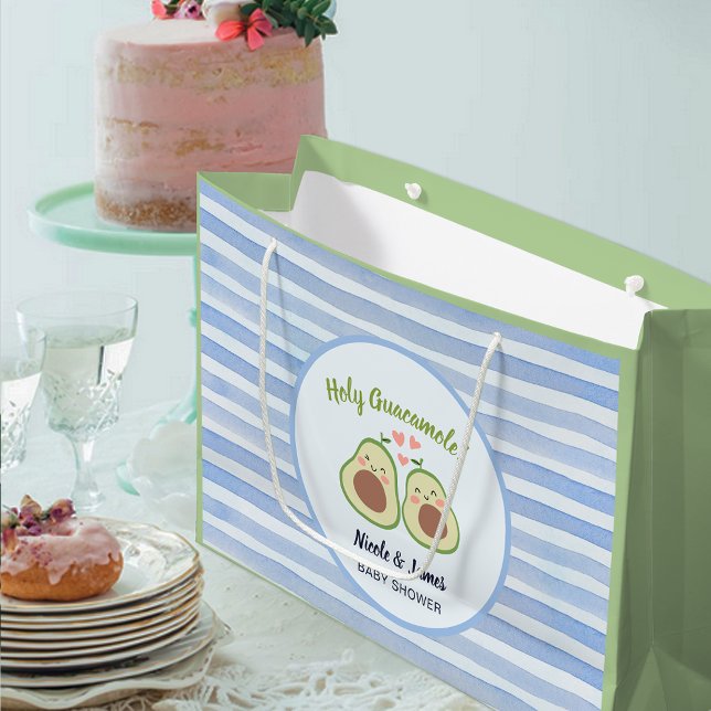 Cute Avocado Gender Neutral Twins Baby Shower Large Gift Bag (Cute Avocado Gender Neutral Twins Baby Shower Large Gift Bag)