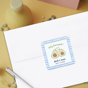 Cute Avocado Gender Neutral Twins Baby Shower Square Sticker