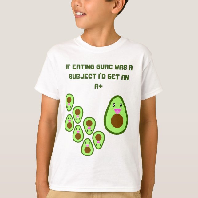 Cute Avocado Guac Funny Kids School Joke T-Shirt (Front)