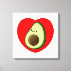 Cute Avocado In Red Heart Canvas Print