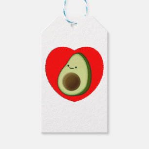 Cute Avocado In Red Heart Gift Tags