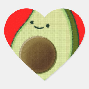 Cute Avocado In Red Heart Heart Sticker