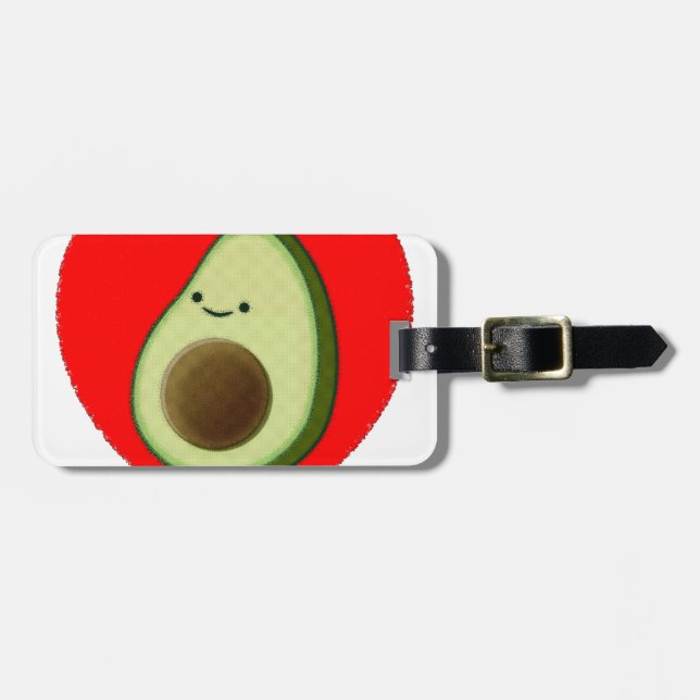 Cute Avocado In Red Heart Luggage Tag (Front Horizontal)