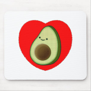 Cute Avocado In Red Heart Mouse Mat
