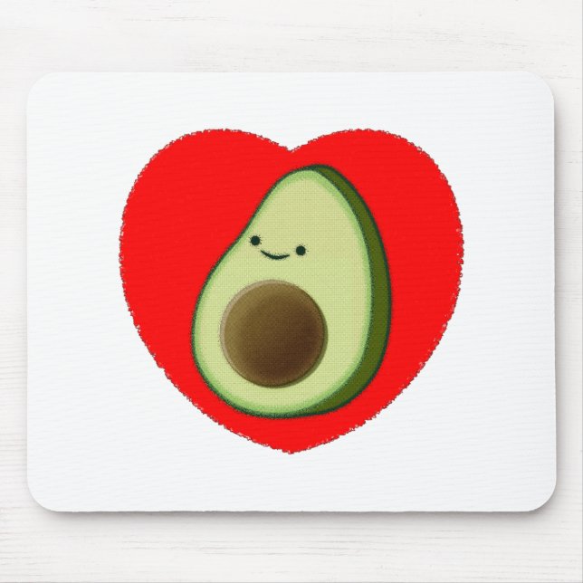 Cute Avocado In Red Heart Mouse Mat (Front)